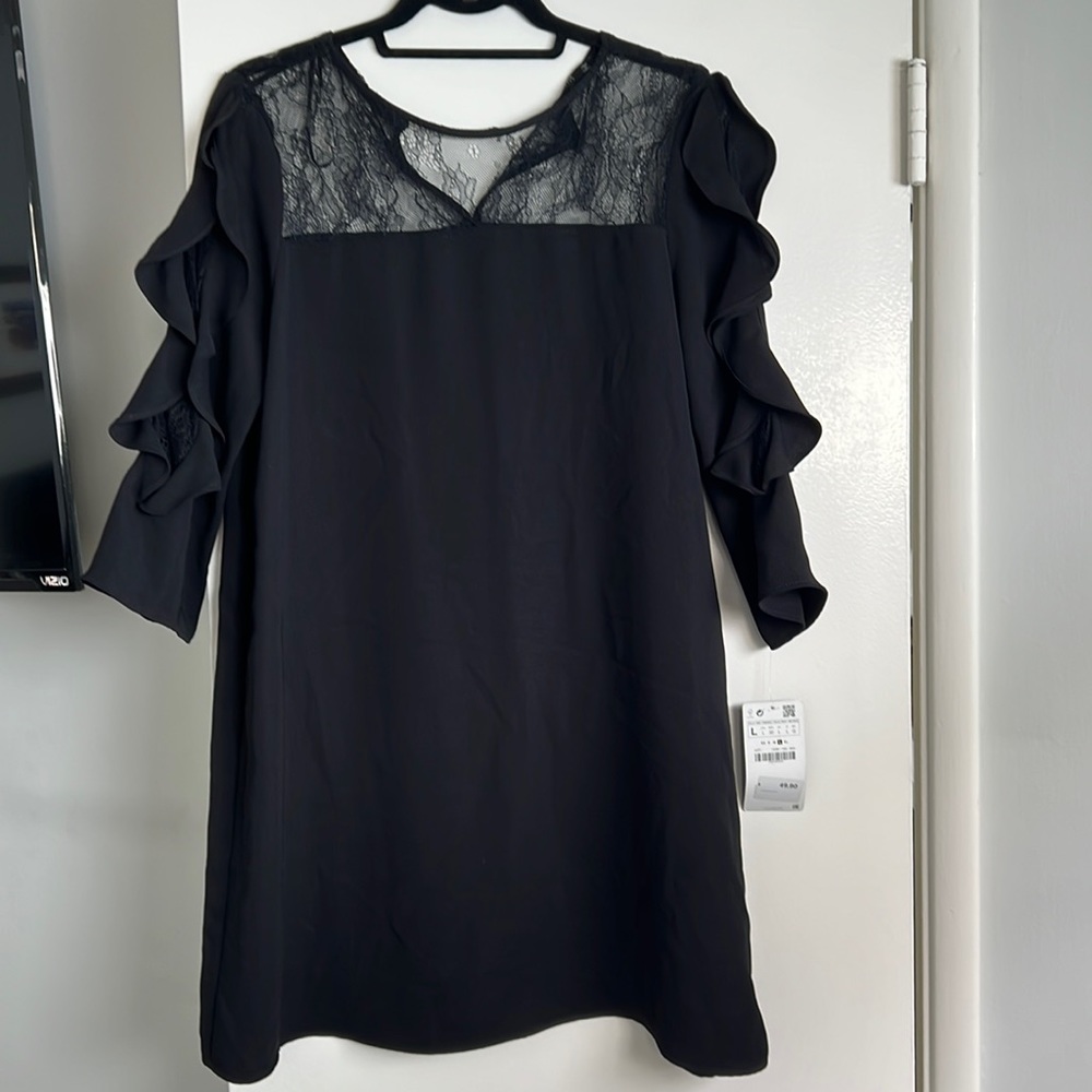 NWT Zara black long sleeve mini dress